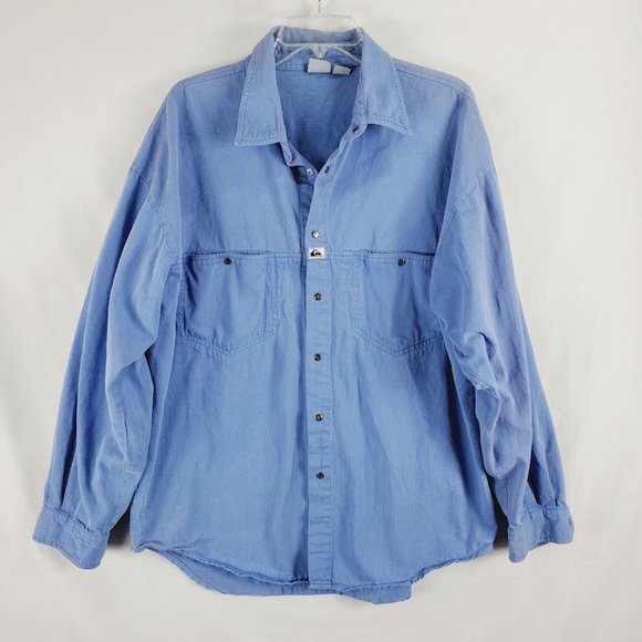 Quiksilver Other - Vintage Quiksilver Snap Front Canvas Shirt XL Blue Surf Skate 80s 90s